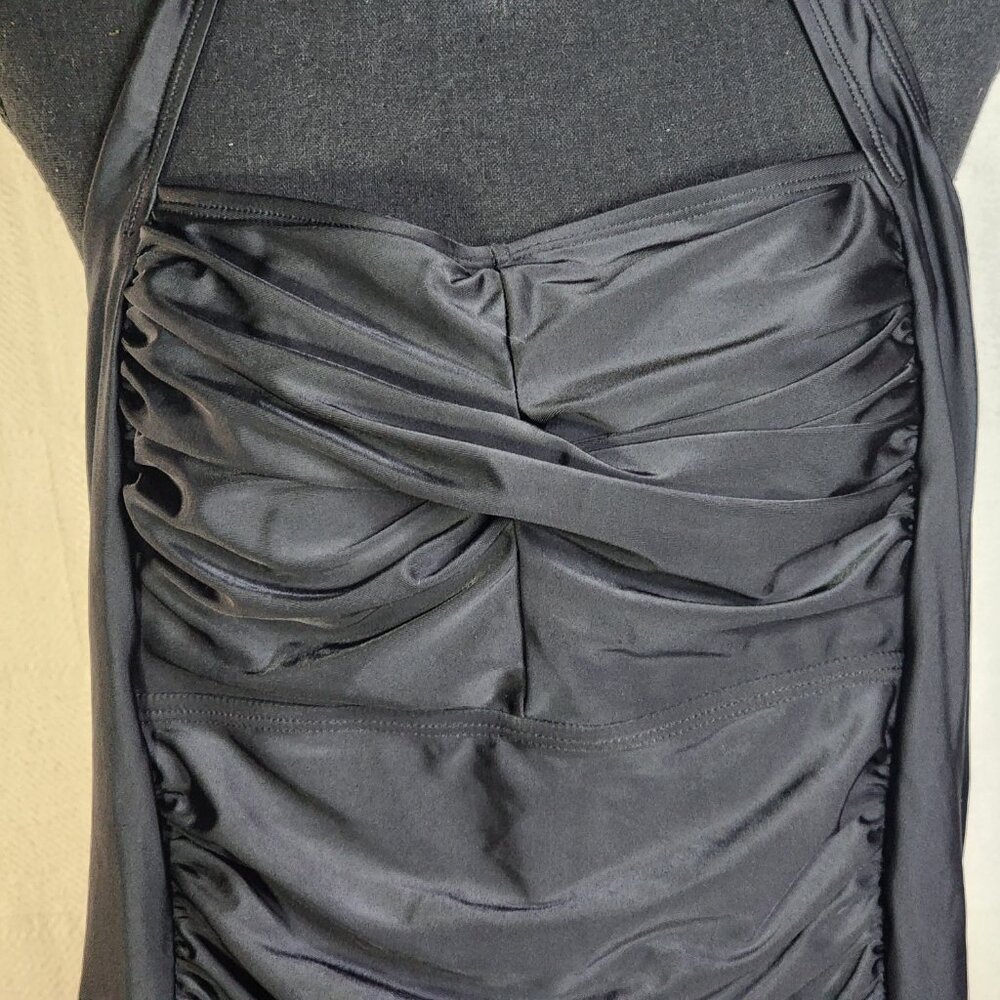 Smismivo Black Tummy Control Halter One Piece Slimming Ruched Bathing Suit Sz M - Picture 6 of 16